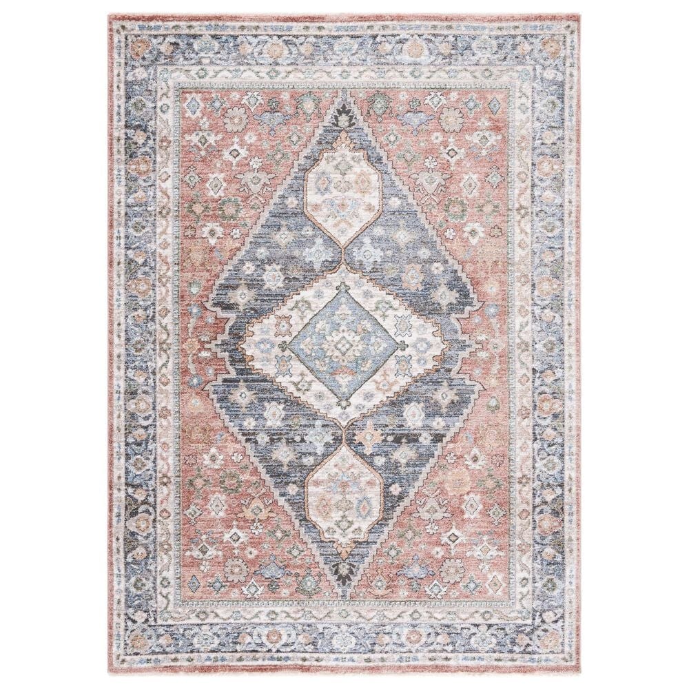 Safavieh Jasmine 9" x 12" Rust and Navy Area Rug, , large