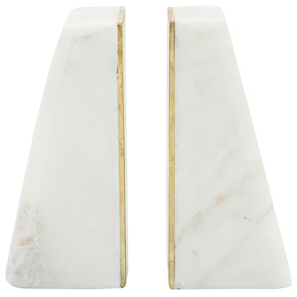 Sagebrook Home 7" Slanted Bookend in White and Gold (Set of 2), , large