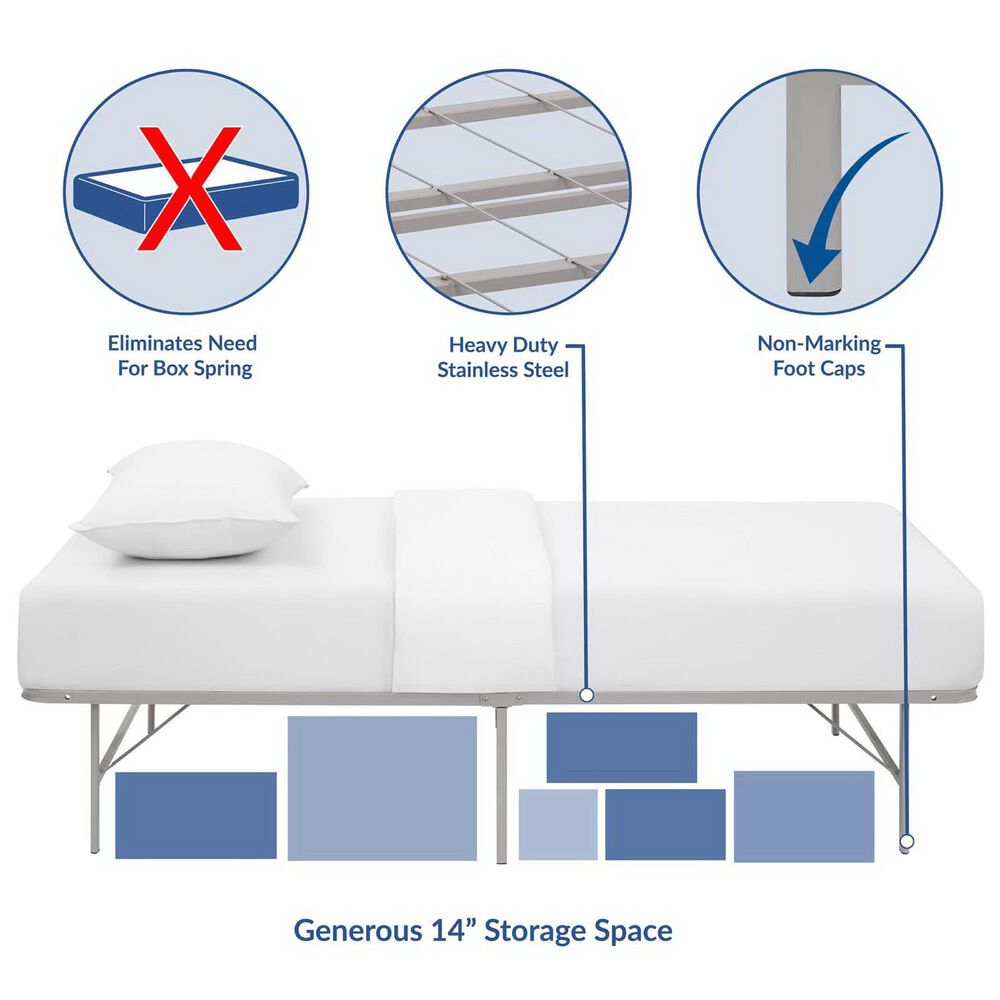 Modway Horizon Platform Twin Bed Frame in Gray, , large