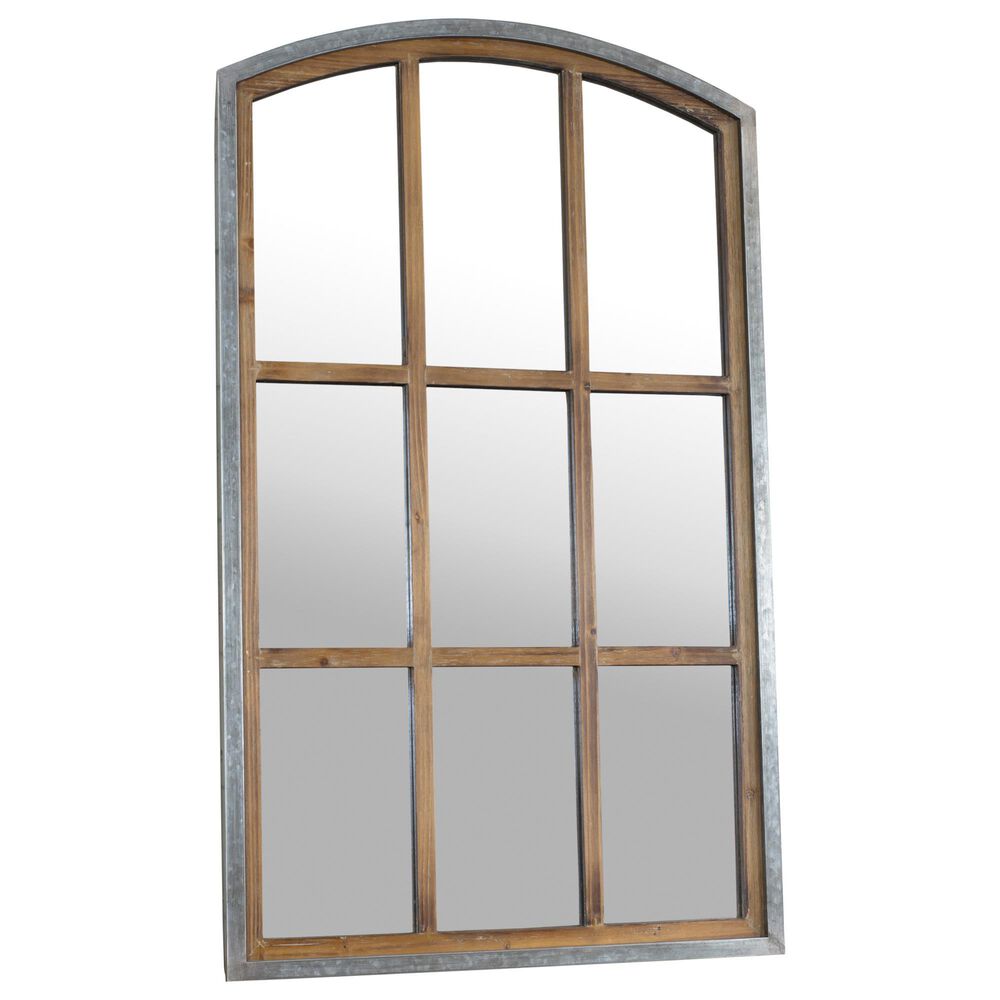 VIP Home and Garden Layered Wood Arched Mirror in Grey and Natural, , large