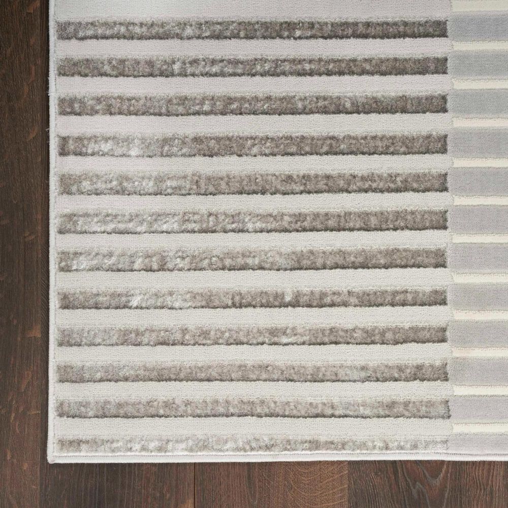Nourison Brushstrokes 2&#39;2&quot; x 7&#39;6&quot; Silver and Grey Runner, , large