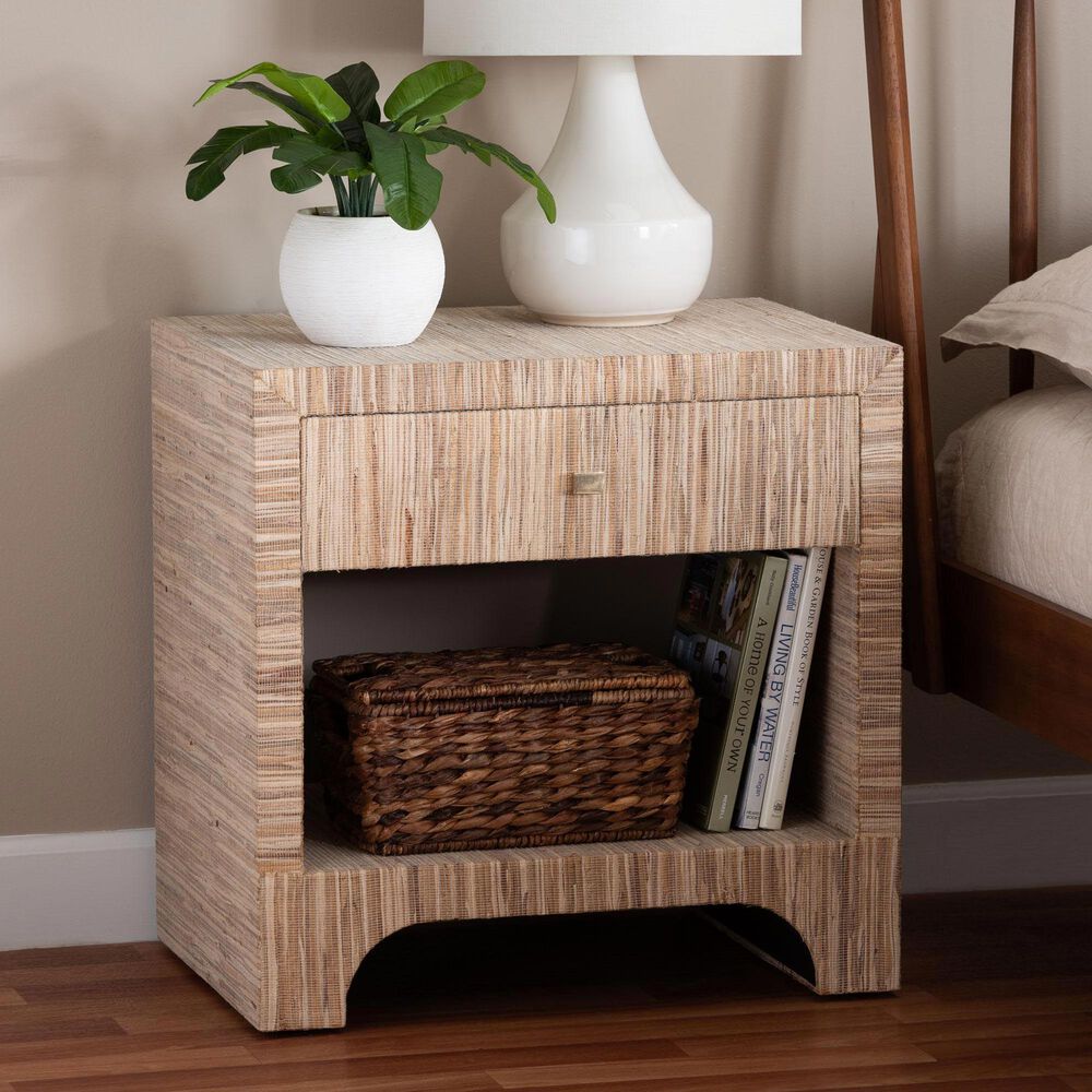 Baxton Studio Julia 1-Drawer Nightstand in Natural, , large
