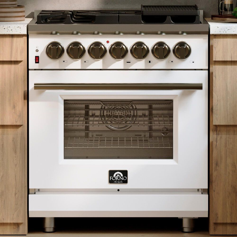 Forno Massimo 30" Freestanding Dual Fuel Range in White, , large