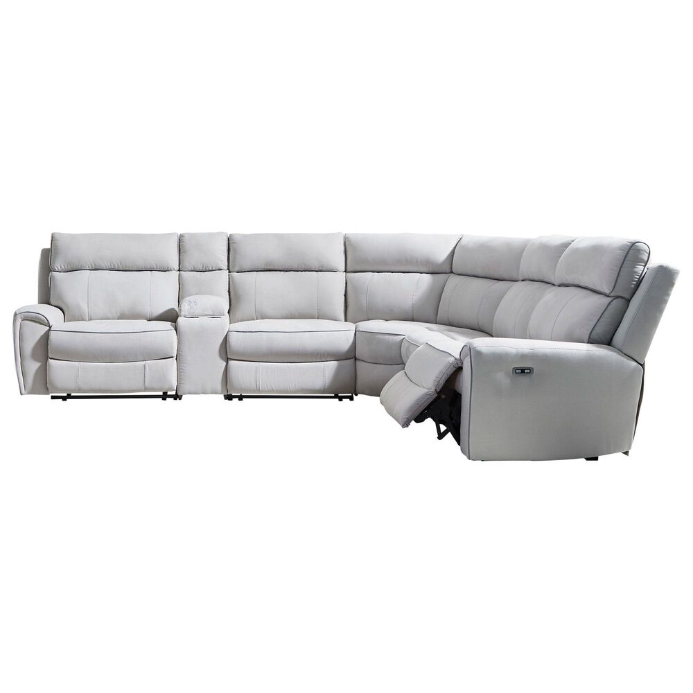 Ashley Social Pointe 6-Piece Power Reversible Reclining Sectional in Pearl and Ash, , large