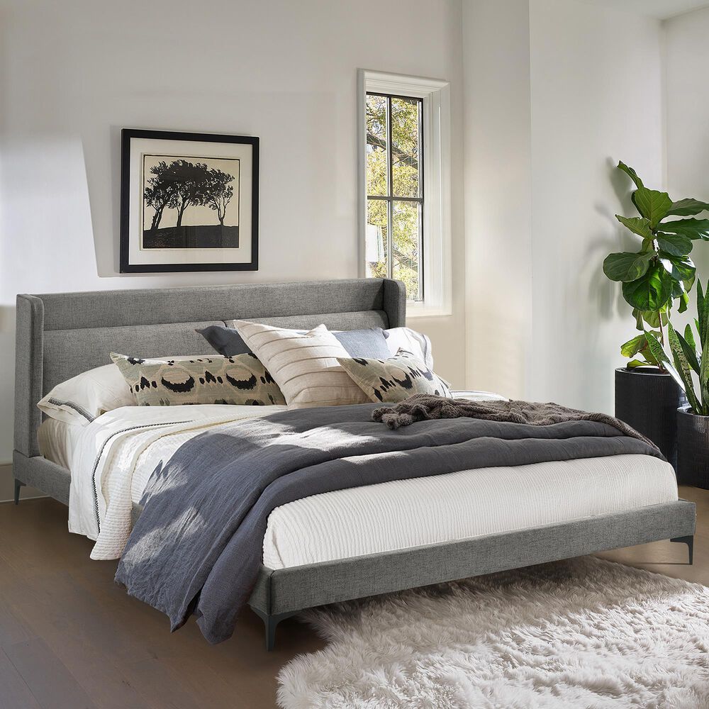 Blue River Legend Queen Platform Bed in Gray/Black, , large