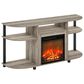 HOMLUX 47" Curved TV Stand with Electric Fireplace in French Oak Grey and Black, , large