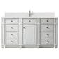 James Martin Vanities Bristol 60" Single Bathroom Vanity in Bright White with Single Hole 3 cm White Zeus Quartz Top and Rectangular Sink, , large