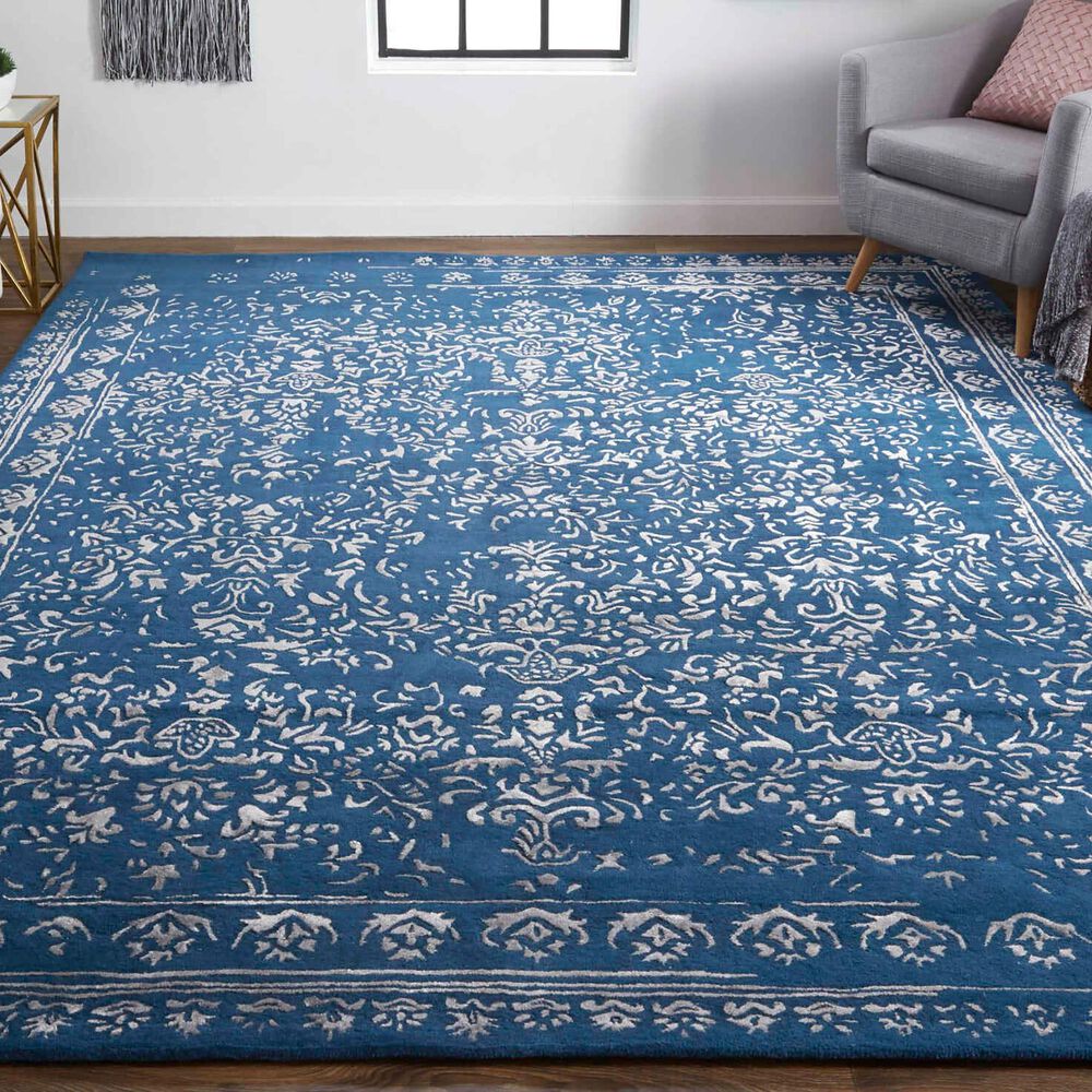 Feizy Rugs Bella 5' x 8' Blue and Silver Area Rug NFM