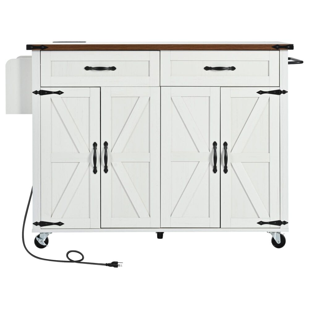 HOMLUX 53.5''Farmhouse Kitchen Island in White, , large
