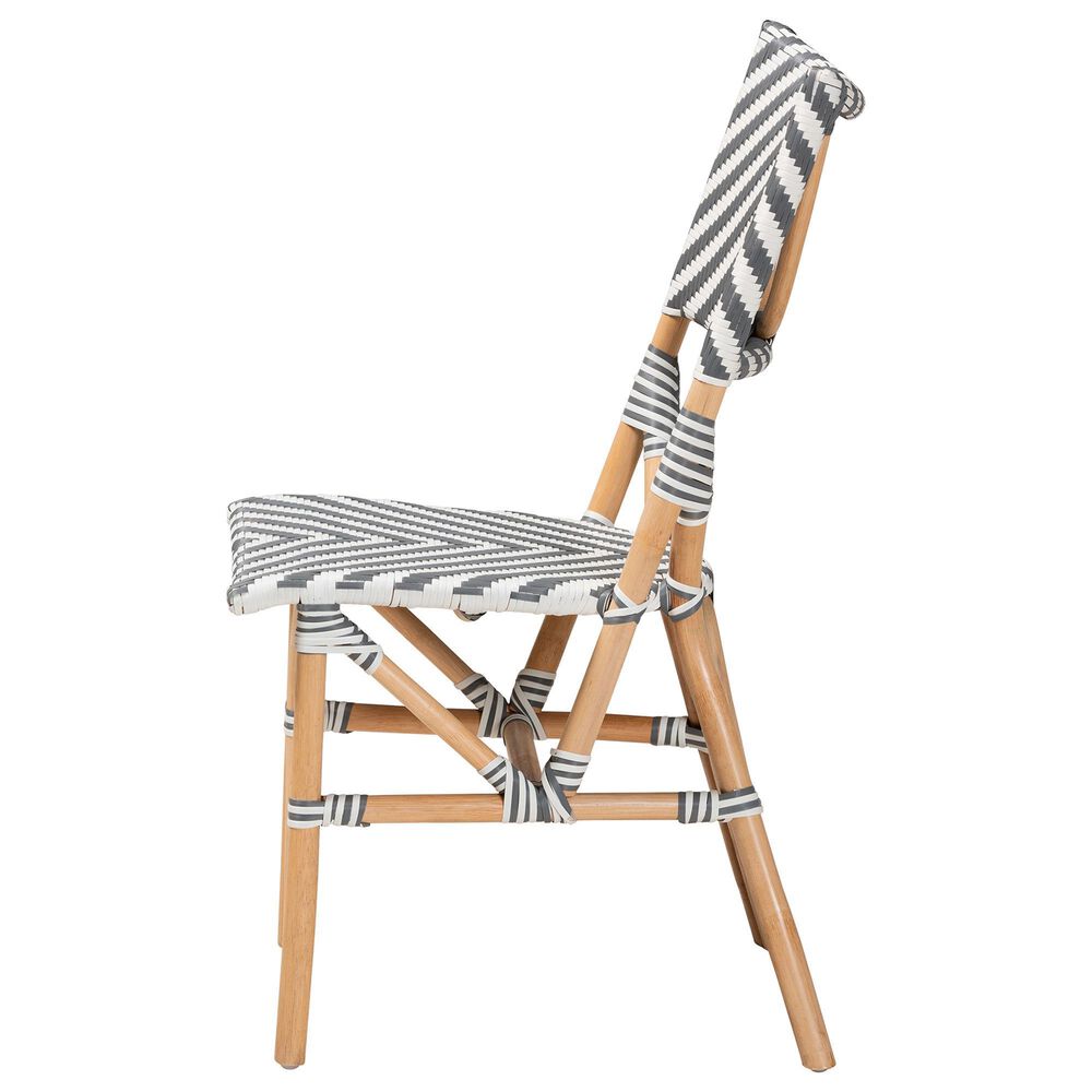 Baxton Studio Shai Side Chair in Grey, White and Natural Brown, , large
