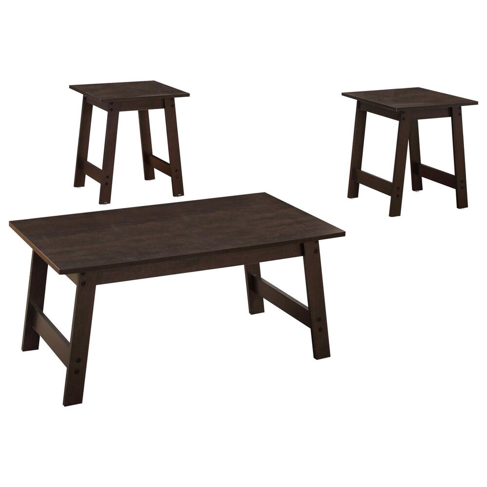 Monarch Specialties 3-Piece Table Set in Cappuccino, , large