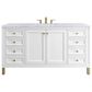 James Martin Vanities Chicago 60" Single Bathroom Vanity in Glossy White with 3 cm Carrara White Marble Top and Rectangular Sink, , large