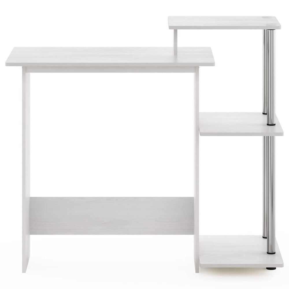 HOMLUX 40" Computer Desk with Open Side Shelves in White Oak and Stainless Steel, , large