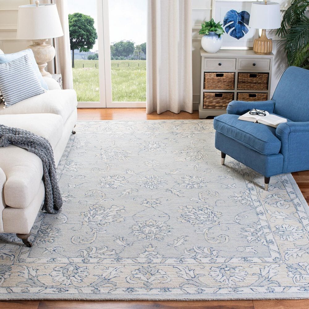 Safavieh Micro-Loop 8' x 10' Blue and Beige Area Rug, , large