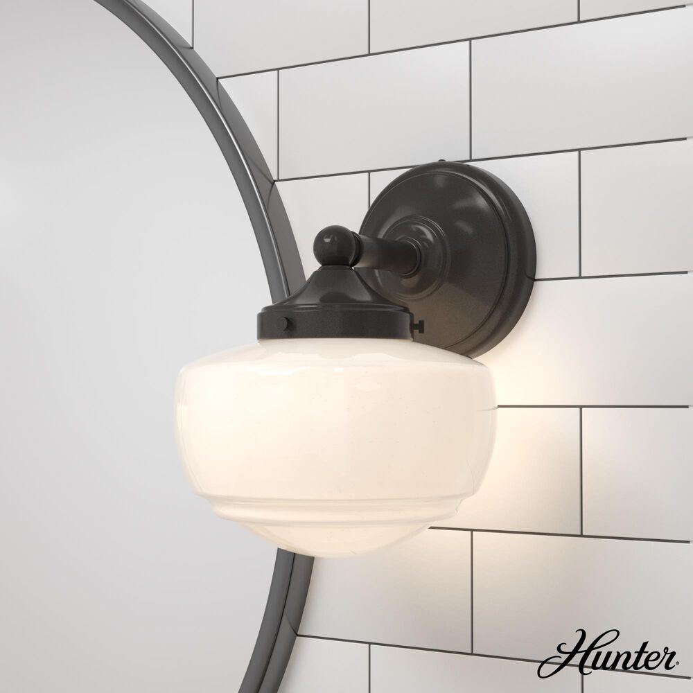 Hunter Saddle Creek 1-Light Sconce with White Shade in Noble Bronze, , large