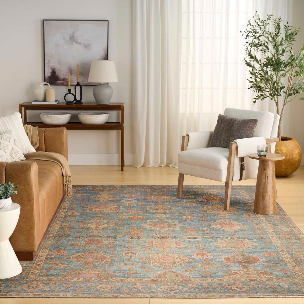 Nourison Vintage Washables Navy and Multicolor 4' x 6' Area Rug, , large