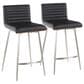 Lumisource Mason Swivel Counter Stool with Black Cushion in Stainless Steel and Walnut (Set of 2), , large