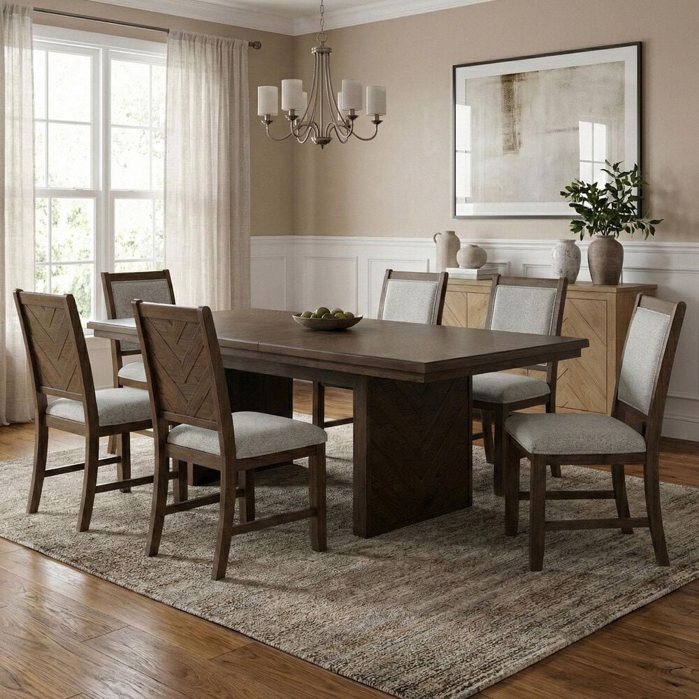 Furniture of America Virex Extendable 7-Piece Dining Table Set in Dark Walnut, , large