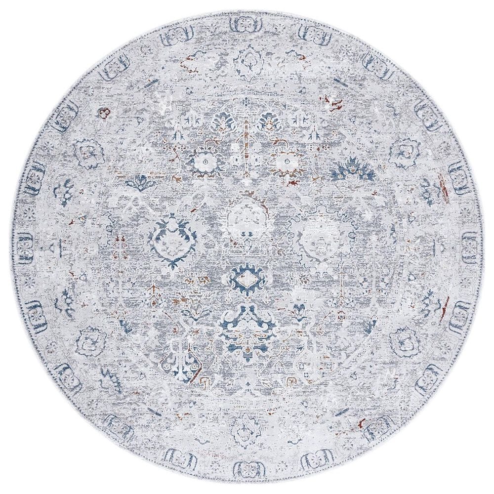 Safavieh Craft CFT927F 6"7" Round Grey and Blue Area Rug, , large