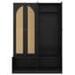 HOMLUX 6-Hook Hall Tree with 2-Rattan Doors in Black, , large
