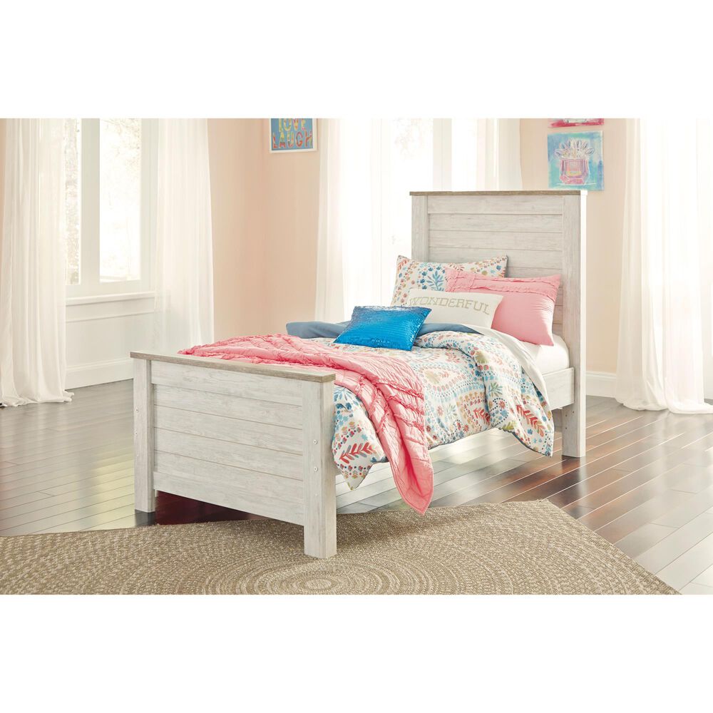 Ashley Willowton Twin Panel Headboard in Whitewash, , large