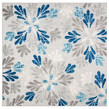 Safavieh Cabana CBN800F 4" Square Grey and Blue Indoor/Outdoor Area Performance Rug, , large