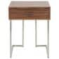 LumiSource Roman End Table in Walnut and Stainless Steel, , large