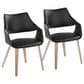 LumiSource Curvo Arm Chair with Black Faux Leather Cushion in Whitewashed Wood (Set of 2), , large