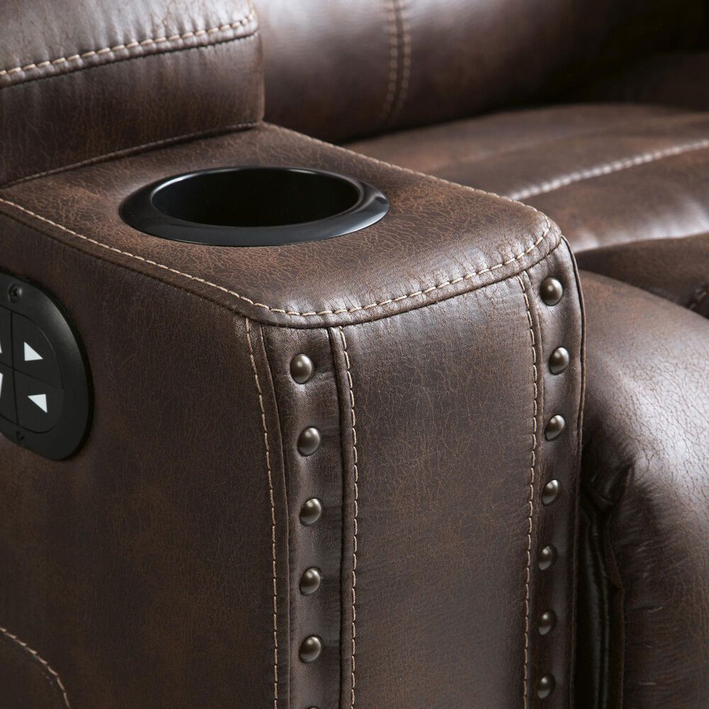 Ashley Owner&#39;s Box Power Reclining Loveseat with Console in Thyme, , large