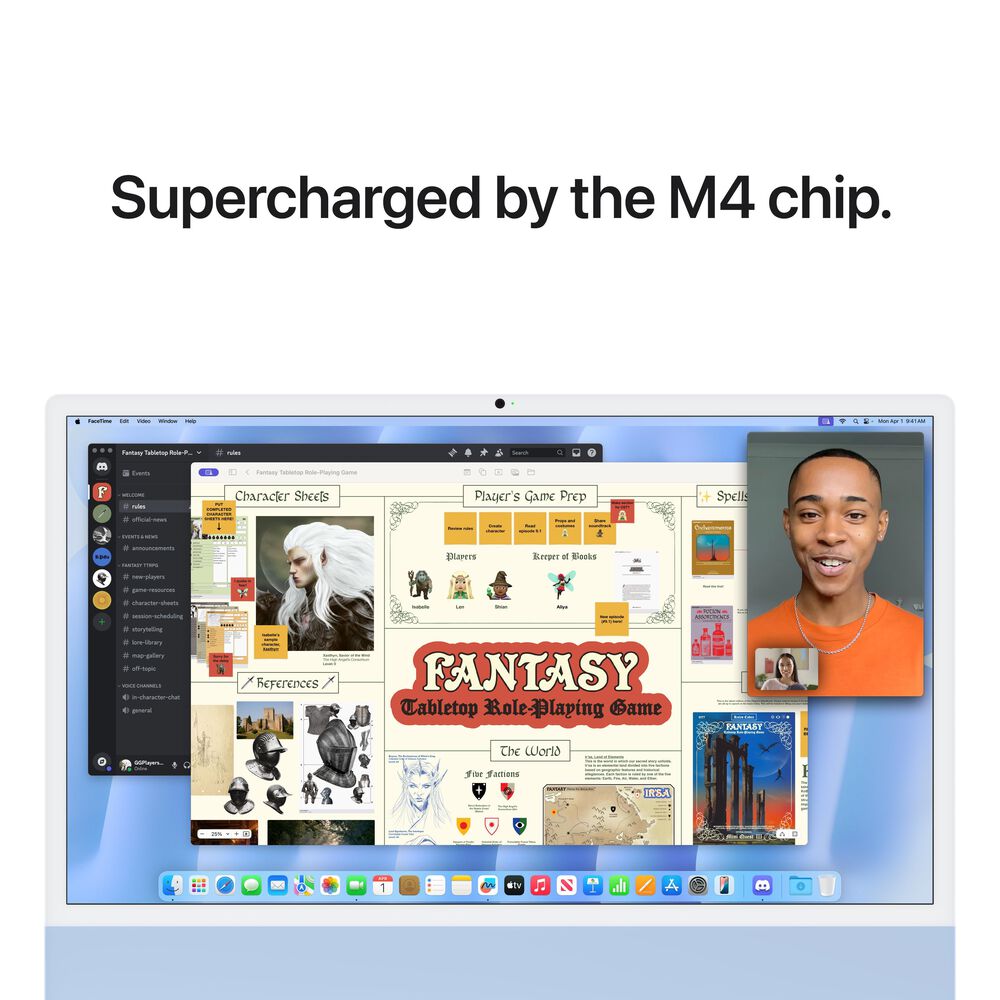 Apple 24-Inch iMac with Retina 4.5K display: Apple M4 Chip with 8-core CPU and 8-core GPU 16GB Unified Memory, 256GB SSD in Blue &#40;Latest Model&#41;, , large