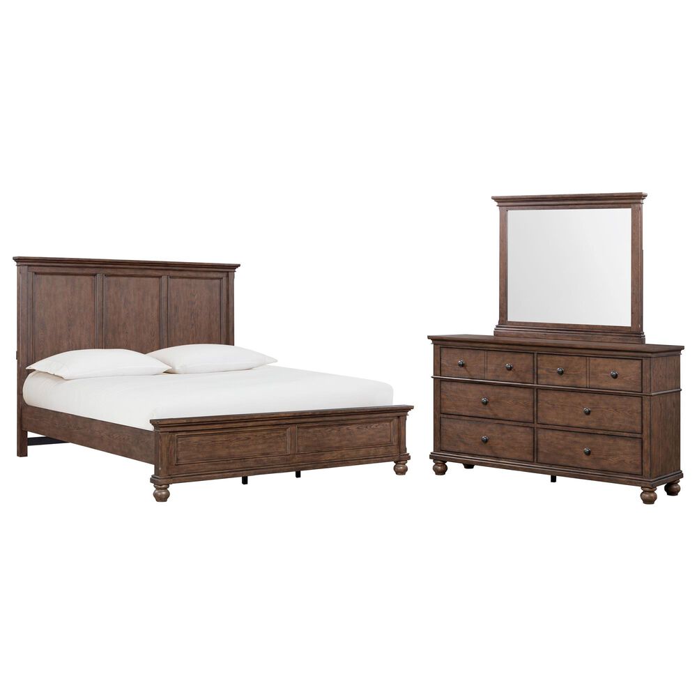 Riva Ridge Oxford 3-Piece Queen Panel Bedroom Set in Cocoa with USB Ports, , large