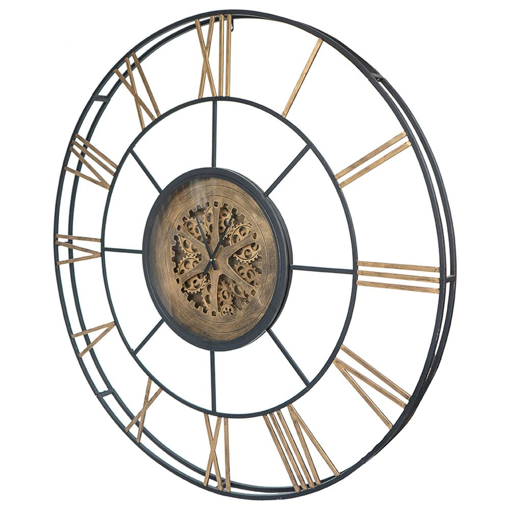 A&amp;B Home Wall Clock in Antique Black and Antique Gold, , large