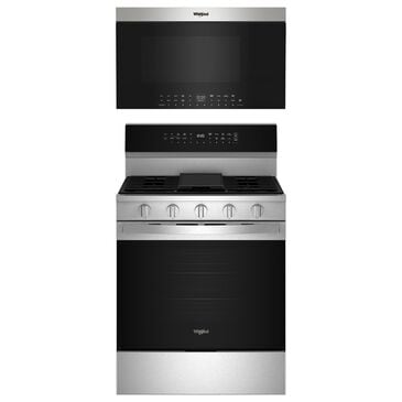 Whirlpool 2-Piece Kitchen Package with 30" Smart Gas Range and Air Fry Over-The-Range Oven in Fingerprint Resistant Stainless Steel, , large