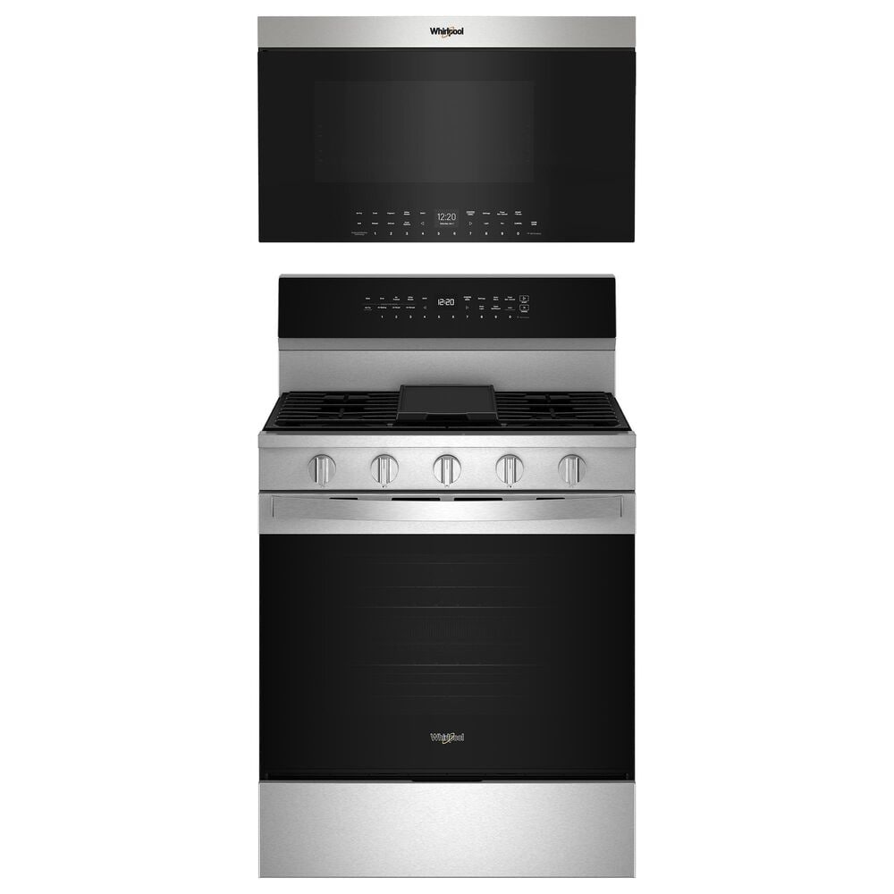 Whirlpool 2-Piece Kitchen Package with 30" Smart Gas Range and Air Fry Over-The-Range Oven in Fingerprint Resistant Stainless Steel, , large