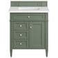 James Martin Vanities Brittany 30" Single Bathroom Vanity in Smokey Celadon with 3 cm White Zeus Quartz Top and Rectangular Sink, , large