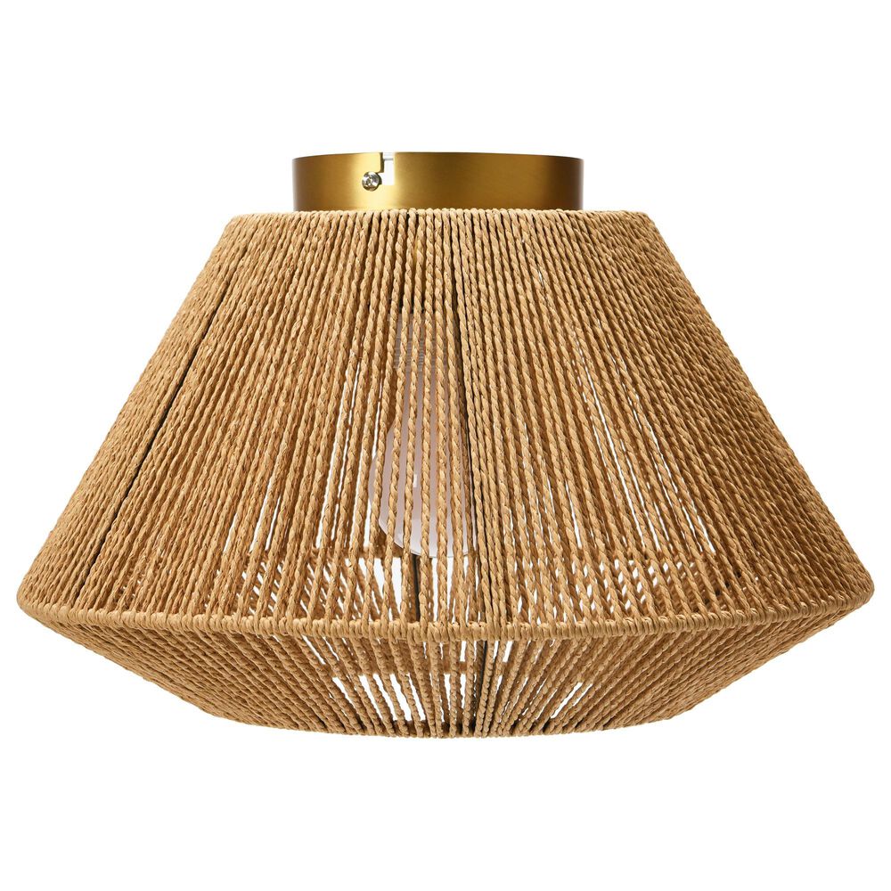 Creative Coop Lillian 1-Light Flush Mount with Natural Paper Rope Shade in Brushed Gold, , large