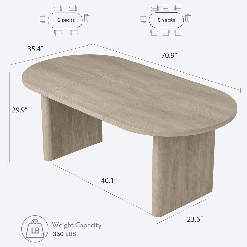 GARVEE 71" Oval Dining Table in Gray - Table Only, , large