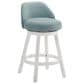 Armen Living Erika Swivel Counter Height Stool with Light Blue Upholstery in White, , large