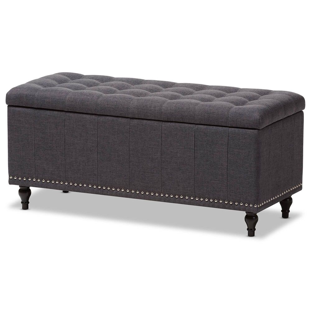 Baxton Studio Kaylee Storage Ottoman Bench in Dark Grey, , large