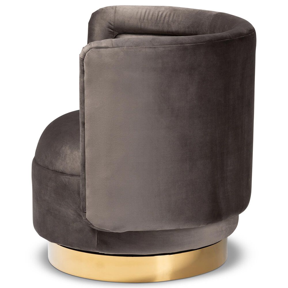 Baxton Studio Saffi Swivel Accent Chair in Grey, , large