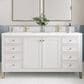 James Martin Vanities Chicago 60" Double Bathroom Vanity in Glossy White with Single Hole 3 cm White Zeus Quartz Top and Rectangular Sinks, , large
