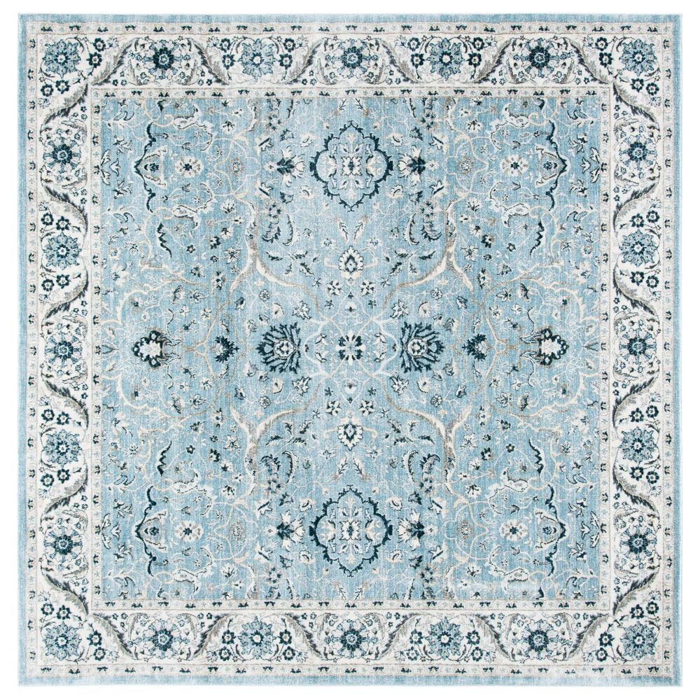 Safavieh Isabella 6"7" Square Light Blue and Cream Area Rug, , large