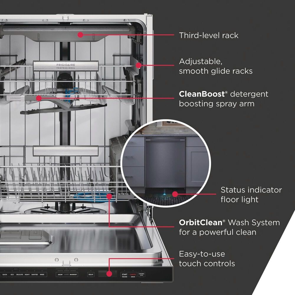 Frigidaire Professional Professional 24" Built-In Dishwasher with CleanBoost in Stainless Steel, , large