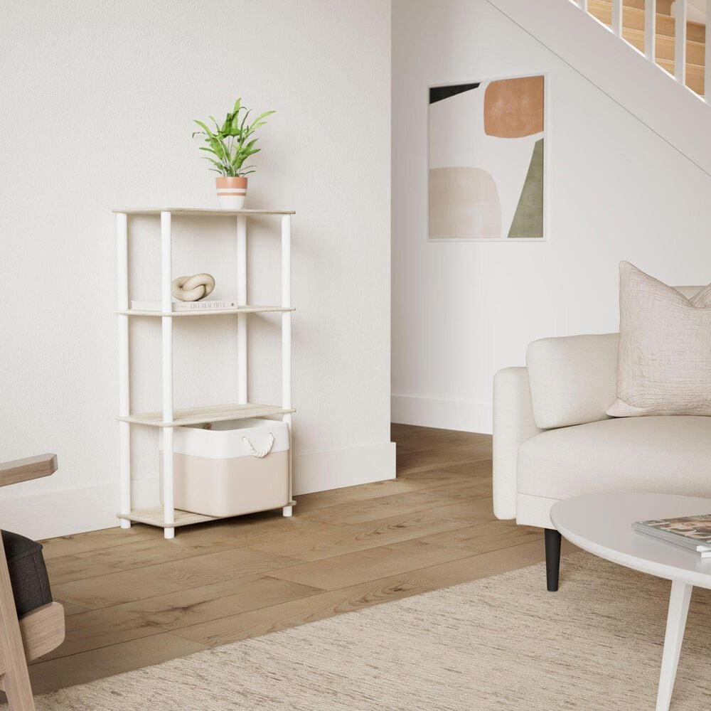 HOMLUX Turn-N-Tube 4-Tier Multipurpose Shelf Display Rack in Sonoma Oak and White, , large