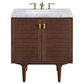 James Martin Vanities Amberly 30" Single Bathroom Vanity in Walnut with 3 cm Carrara White Marble Top and Rectangular Sink, , large