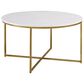 Walker Edison Alissa Coffee Table in Faux Marble and Gold, , large