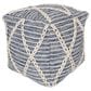 India House 17" x 17" Square Braided Pouf in Blue and Natural, , large