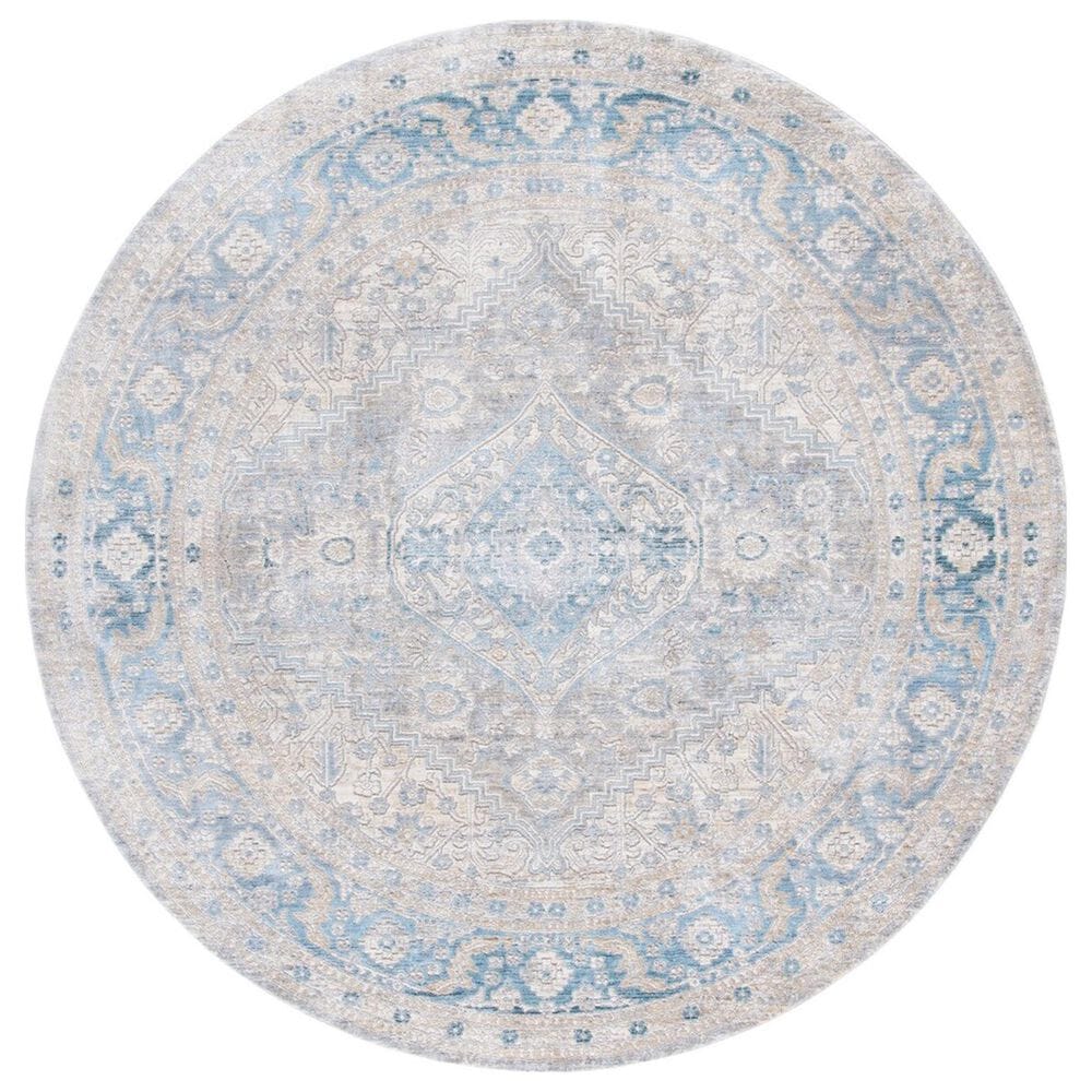 Safavieh Dream DRM411H 6"7" Round Grey and Blue Area Rug, , large