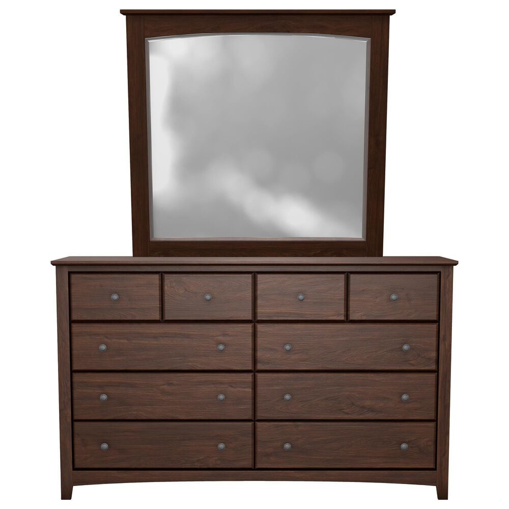 Archbold Furniture Shaker Dresser and Mirror in Brown Mahogany, , large