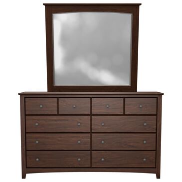 Archbold Furniture Shaker Dresser and Mirror in Brown Mahogany, , large